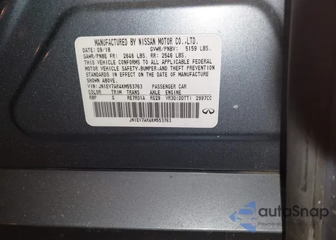 2019 Infiniti Q50 3.0T Luxe z USA, uszkodzony, nr VIN JN1EV7AR4KM553763